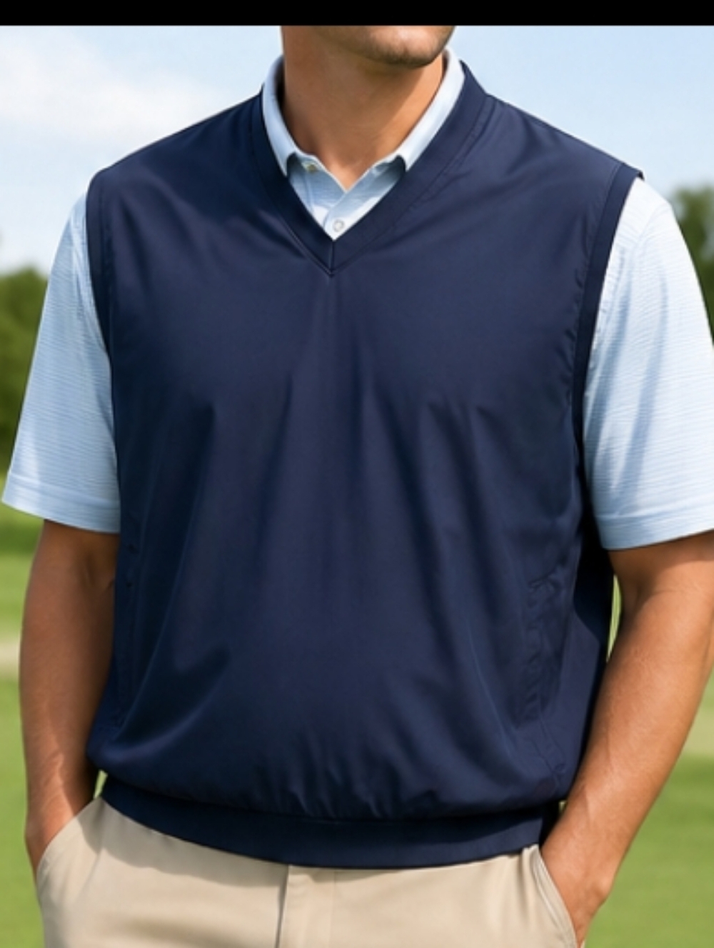 IXSPA Navy Weather Resistant Golf Vest Men’s XL Lightweight Pullover